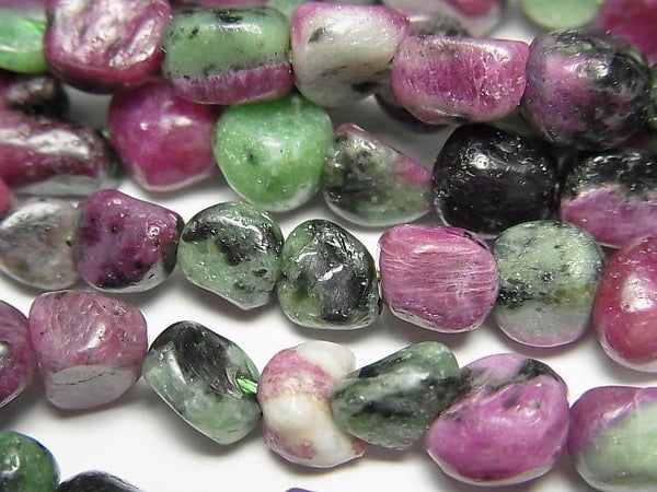 [Video] Ruby In Zoisite Nugget 1strand beads (aprx.15inch/38cm)