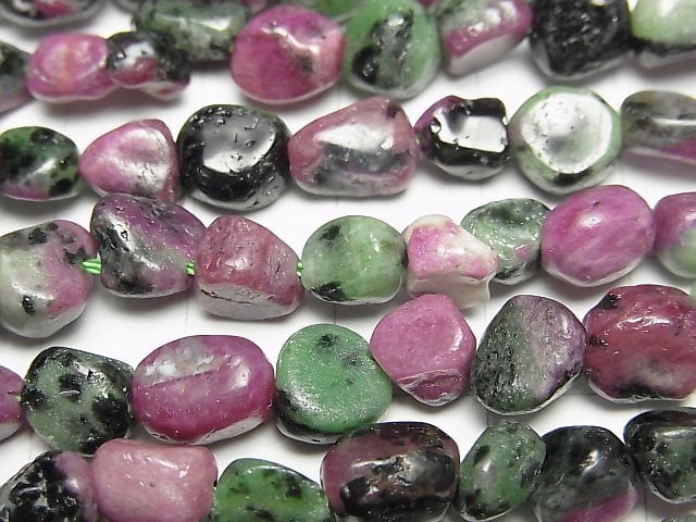 [Video] Ruby In Zoisite Nugget 1strand beads (aprx.15inch/38cm)