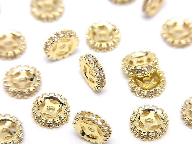 Metal parts Roundel 6x6x1.5mm Gold (with CZ) 3pcs