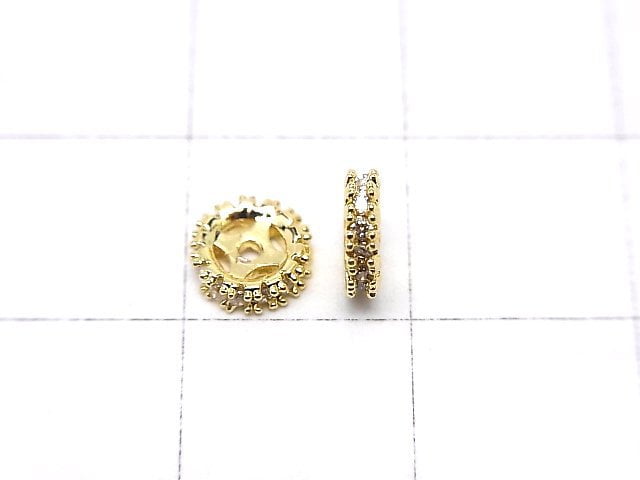 Metal parts Roundel 6x6x1.5mm Gold (with CZ) 3pcs