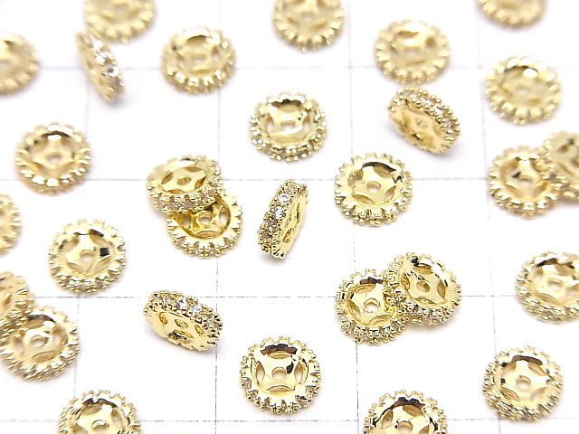 Metal parts Roundel 6x6x1.5mm Gold (with CZ) 3pcs