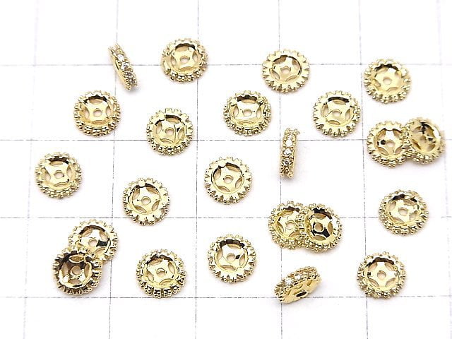 Metal parts Roundel 6x6x1.5mm Gold (with CZ) 3pcs