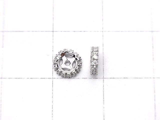 Metal parts Roundel 6x6x1.5mm Silver (with CZ) 3pcs