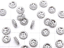 Metal parts Rondelle 6x6x1.5mm Silver (with CZ) 3pcs