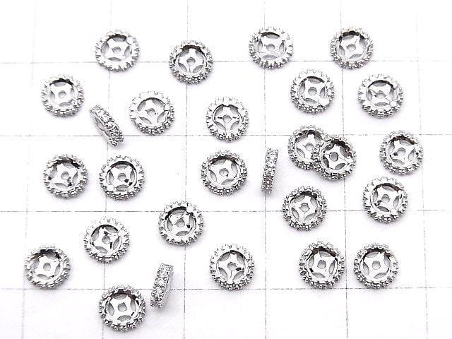 Metal parts Roundel 6x6x1.5mm Silver (with CZ) 3pcs