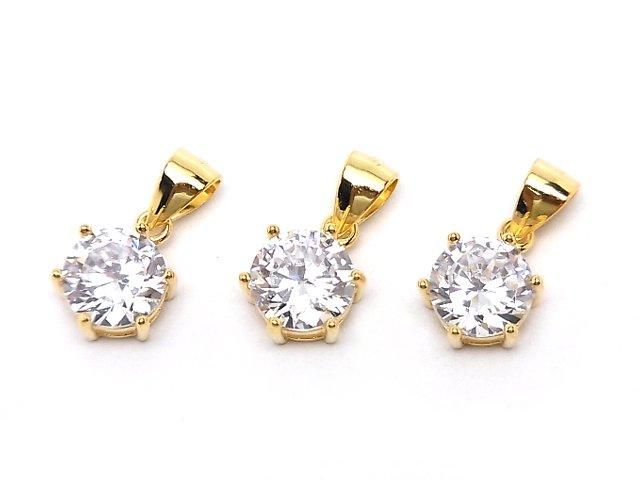 Silver925  Cubic Zirconia  Pendant 8x8x5.5mm 18KGP 1pc