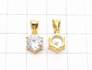 Silver925  Cubic Zirconia  Pendant 8x8x5.5mm 18KGP 1pc