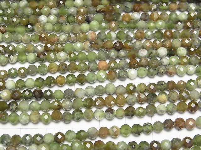 [Video]High Quality! Green Opal Faceted Round 4.5mm 1strand beads (aprx.15inch/37cm)