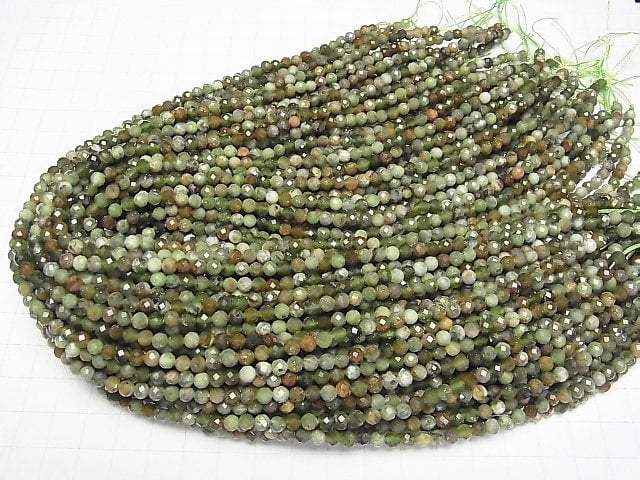 [Video]High Quality! Green Opal Faceted Round 4.5mm 1strand beads (aprx.15inch/37cm)