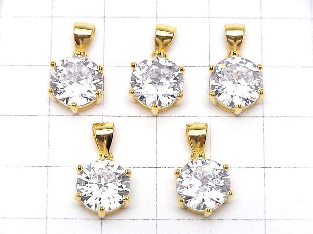 Silver925  Cubic Zirconia  Pendant 10x10x6.5mm 18KGP 1pc