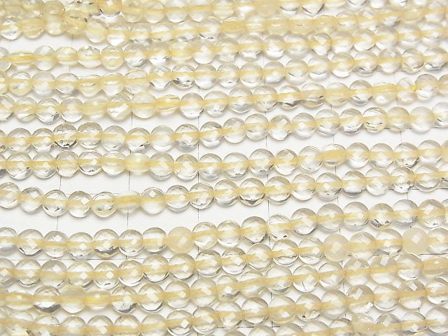 [Video]High Quality! Lemon Quartz AAA- Faceted Coin 4x4x2mm 1strand beads (aprx.15inch/37cm)