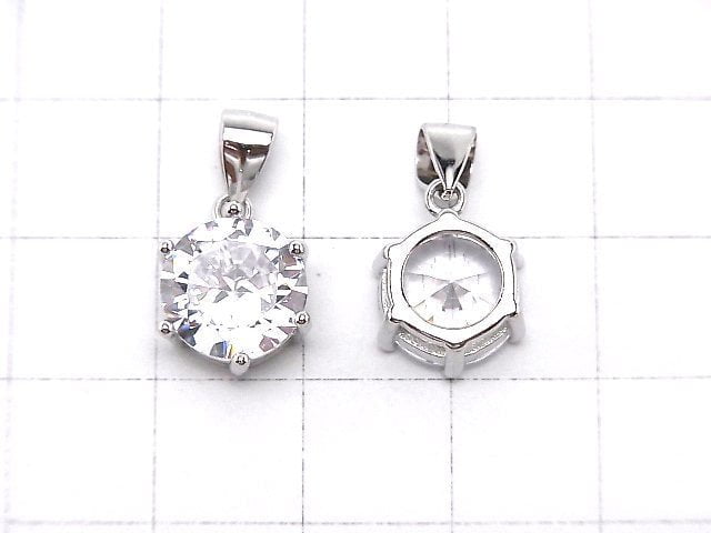 Silver925  Cubic Zirconia  Pendant 10x10x6.5mm 1pc