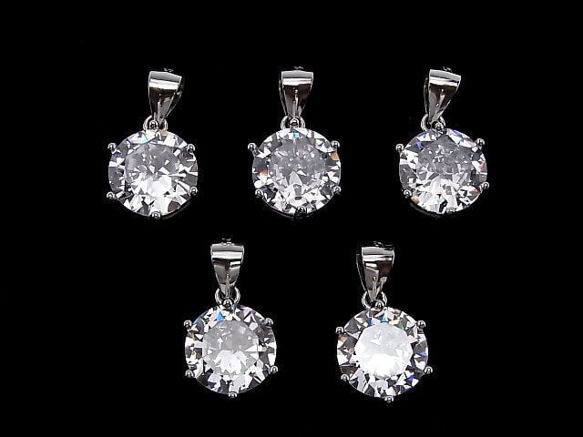 Silver925  Cubic Zirconia  Pendant 10x10x6.5mm 1pc