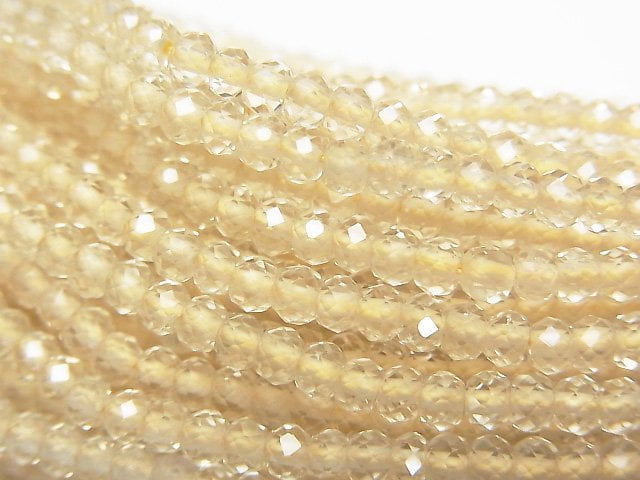 [Video]High Quality! Lemon Quartz AA++ Faceted Button Rondelle 3x3x2mm 1strand beads (aprx.15inch/37cm)