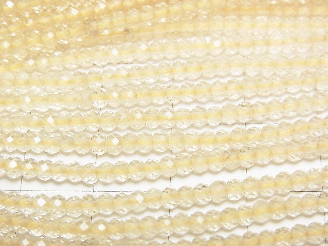 [Video]High Quality! Lemon Quartz AA++ Faceted Button Rondelle 3x3x2mm 1strand beads (aprx.15inch/37cm)