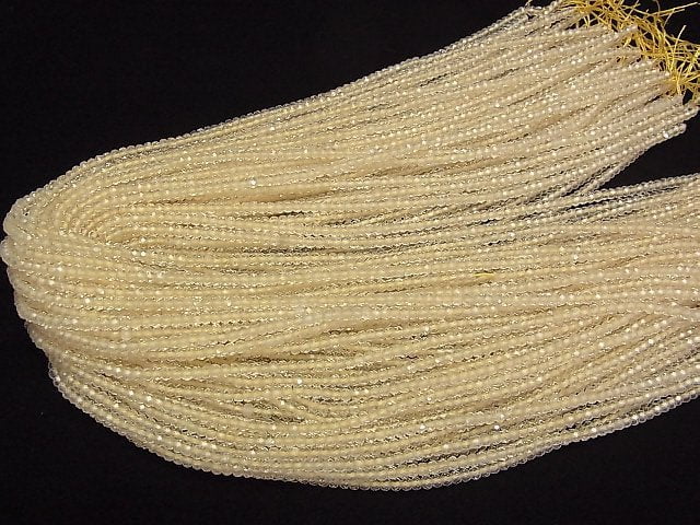 [Video]High Quality! Lemon Quartz AA++ Faceted Button Rondelle 3x3x2mm 1strand beads (aprx.15inch/37cm)