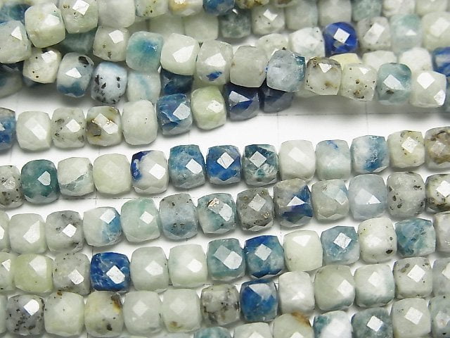 [Video] High Quality! Hackmanite Cube Shape 4x4x4mm 1strand beads (aprx.15inch/37cm)