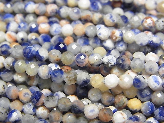 [Video]High Quality! Red Line Sodalite Faceted Round 3mm 1strand beads (aprx.15inch/37cm)