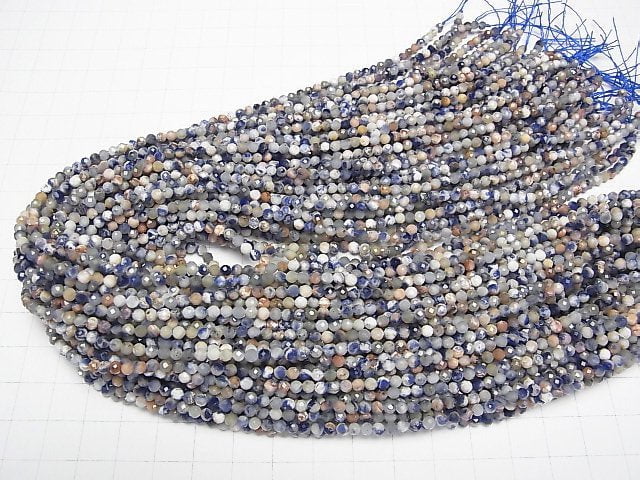 [Video]High Quality! Red Line Sodalite Faceted Round 3mm 1strand beads (aprx.15inch/37cm)