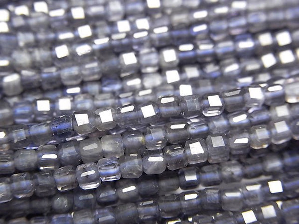 [Video] High Quality! Iolite AA+ Cube Shape 2.5x2.5x2.5mm 1strand beads (aprx.15inch/37cm)