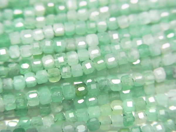 [Video]High Quality! Brazilian Emerald AAA- Cube Shape 2x2x2mm half or 1strand beads (aprx.15inch/37cm)