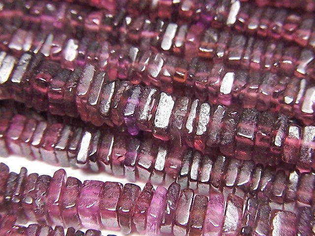 [Video] Mozambique Garnet AA++ Square Roundel (Disc) 1strand beads (aprx.16inch/40cm)