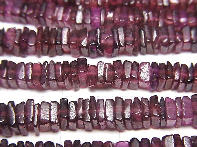 [Video] Mozambique Garnet AA++ Square Roundel (Disc) 1strand beads (aprx.16inch/40cm)