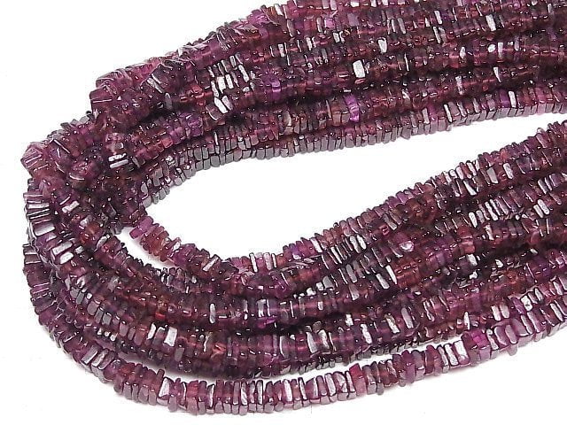 [Video] Mozambique Garnet AA++ Square Roundel (Disc) 1strand beads (aprx.16inch/40cm)