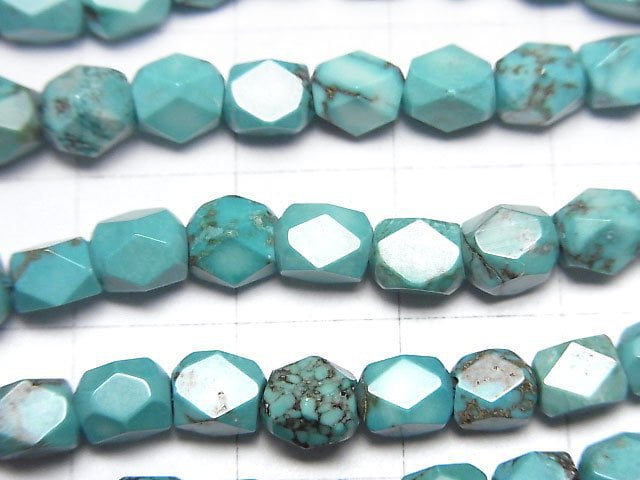 [Video]Magnesite Turquoise Rectangle Faceted Tube 6x5x5mm 1strand beads (aprx.14inch/34cm)