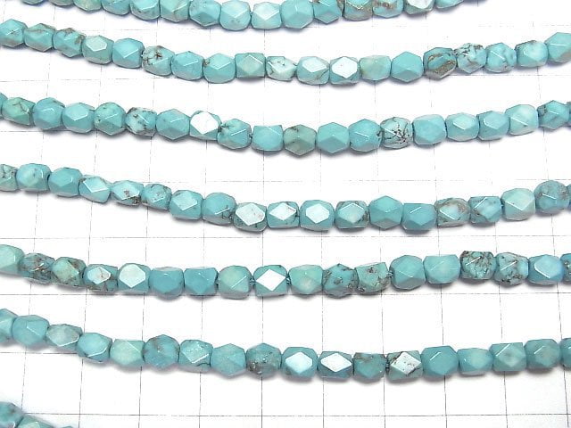 [Video]Magnesite Turquoise Rectangle Faceted Tube 6x5x5mm 1strand beads (aprx.14inch/34cm)