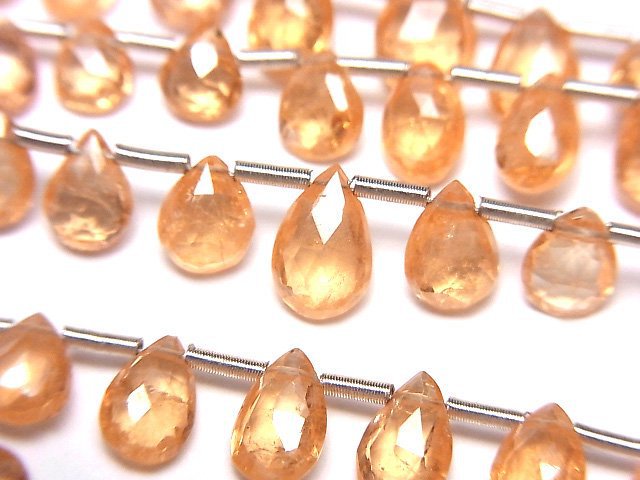 [Video]High Quality Spessartite Garnet AAA Pear shape Faceted Briolette half or 1strand (14pcs )