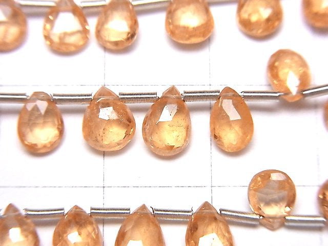 [Video]High Quality Spessartite Garnet AAA Pear shape Faceted Briolette half or 1strand (14pcs )