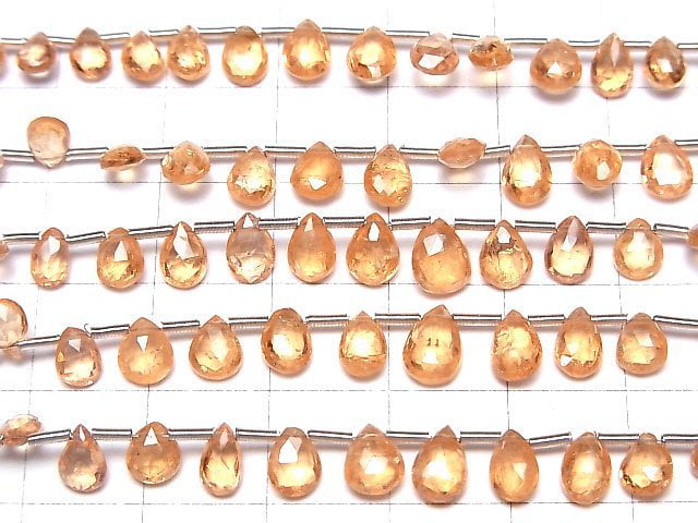 [Video]High Quality Spessartite Garnet AAA Pear shape Faceted Briolette half or 1strand (14pcs )