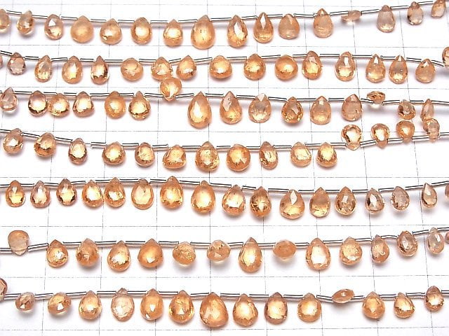 [Video]High Quality Spessartite Garnet AAA Pear shape Faceted Briolette half or 1strand (14pcs )