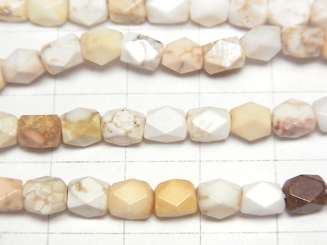 [Video]Magnesite Rectangle Faceted Tube 6x5x5mm 1strand beads (aprx.14inch/34cm)