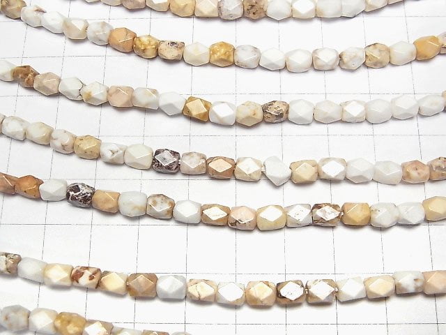 [Video]Magnesite Rectangle Faceted Tube 6x5x5mm 1strand beads (aprx.14inch/34cm)