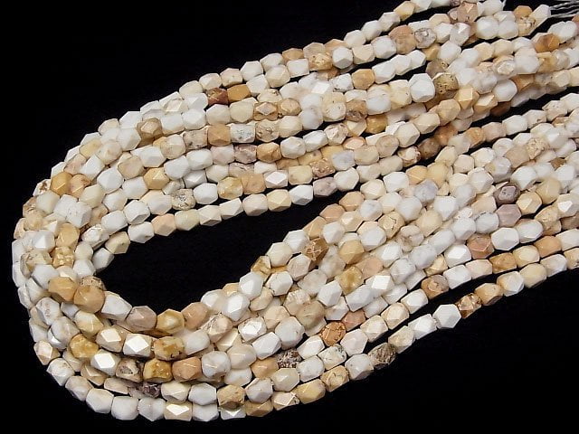 [Video]Magnesite Rectangle Faceted Tube 6x5x5mm 1strand beads (aprx.14inch/34cm)