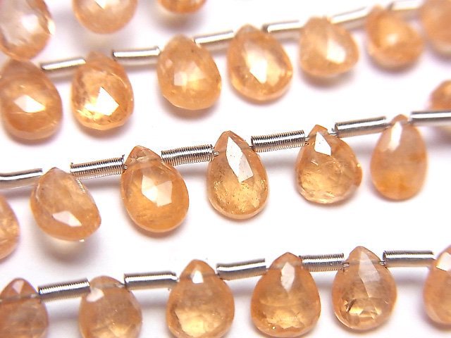 [Video]High Quality Spessartite Garnet AAA- Pear shape Faceted Briolette half or 1strand beads (aprx.3inch/7cm)