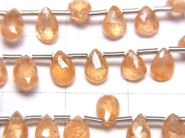 [Video]High Quality Spessartite Garnet AAA- Pear shape Faceted Briolette half or 1strand beads (aprx.3inch/7cm)