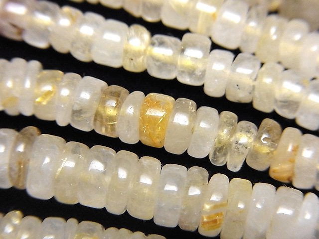 [Video]Rutilated Quartz AA Roundel (Heishi) 1strand beads (aprx.14inch/34cm)