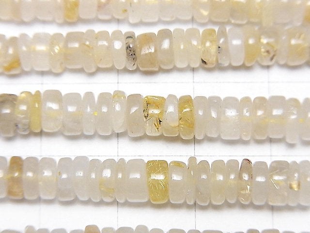 [Video]Rutilated Quartz AA Roundel (Heishi) 1strand beads (aprx.14inch/34cm)