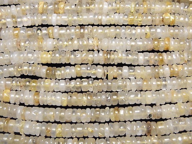 [Video]Rutilated Quartz AA Roundel (Heishi) 1strand beads (aprx.14inch/34cm)