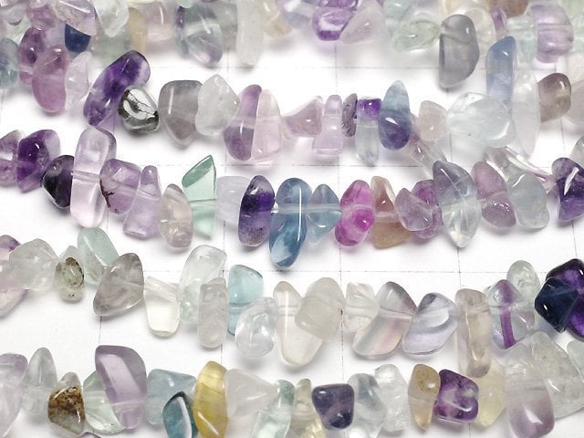 [Video] Multicolor Fluorite AAA- Chips (Small Nugget) 1 strand beads (aprx.31inch/78cm)