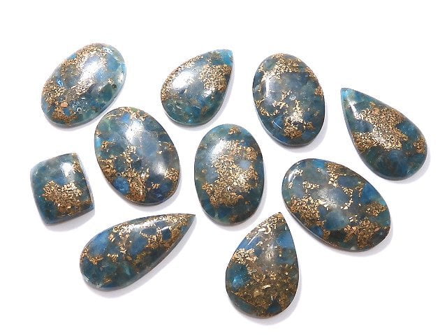 [Video][One of a kind] Copper Apatite Cabochon 10pcs Set NO.52