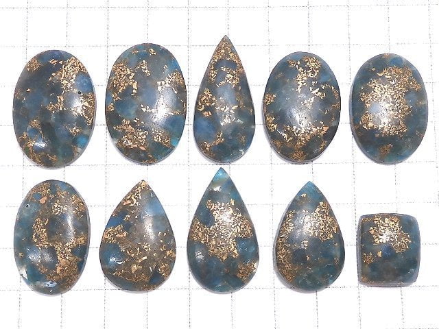 [Video][One of a kind] Copper Apatite Cabochon 10pcs Set NO.52