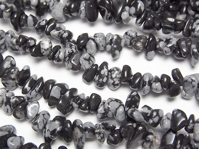 [Video] Snowflake Obsidian Chips (Small Nugget) 1 strand beads (aprx.31inch/78cm)