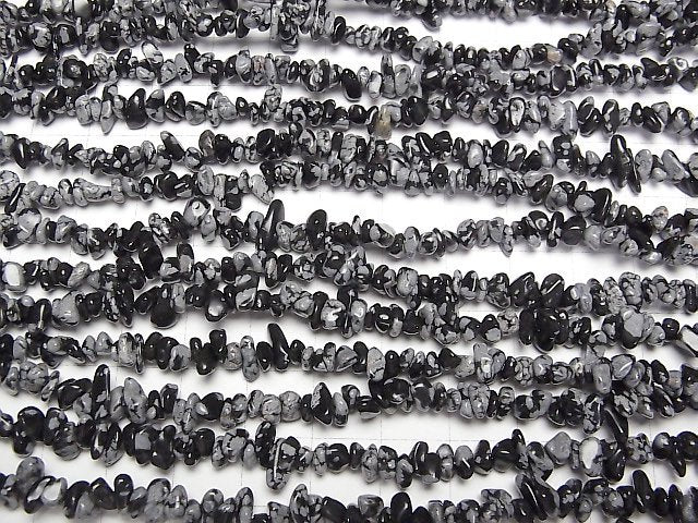 [Video] Snowflake Obsidian Chips (Small Nugget) 1 strand beads (aprx.31inch/78cm)