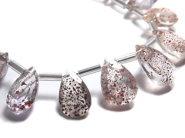 [Video][One of a kind] High Quality Elestial Quartz AAA- Pear shape Faceted 1strand (10pcs) NO.2