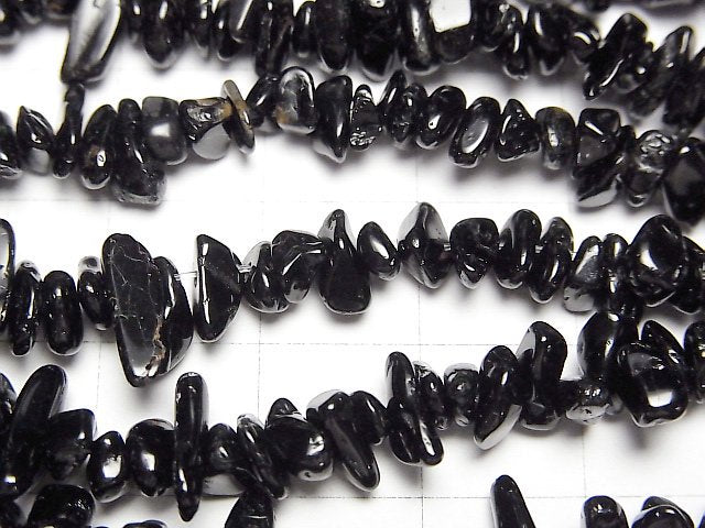 [Video] Black Tourmaline Chips (Small Nugget) 1 strand beads (aprx.31inch/78cm)