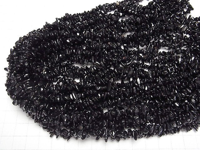 [Video] Black Tourmaline Chips (Small Nugget) 1 strand beads (aprx.31inch/78cm)